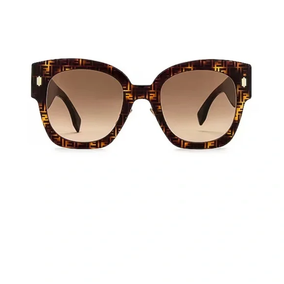 FENDI FF logo acetate sunglasses in Havana print - Picture 3 of 14
